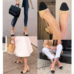 NEW Carrano two-toned leather slingback pumps chunky heel - SIZE 11